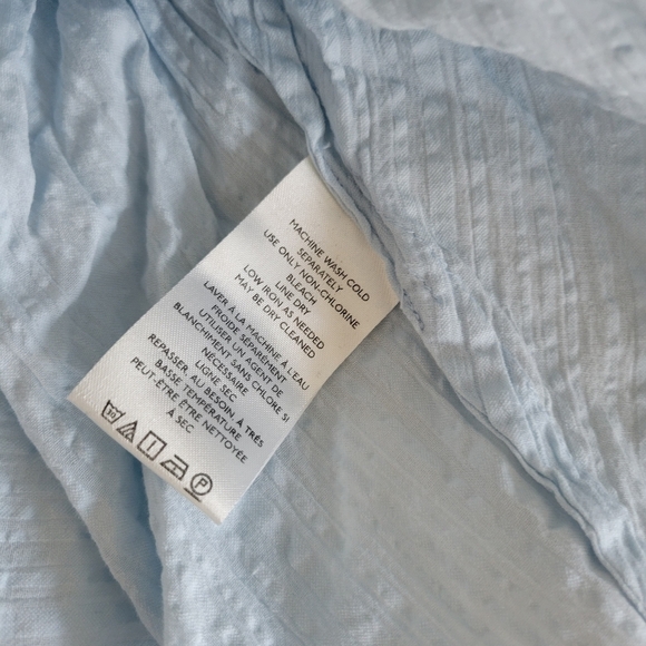 NWOT Free People Women's Ruffle Trim Puffy Sleeves Light Blue Crop Blouse Sz XS - Picture 11 of 13